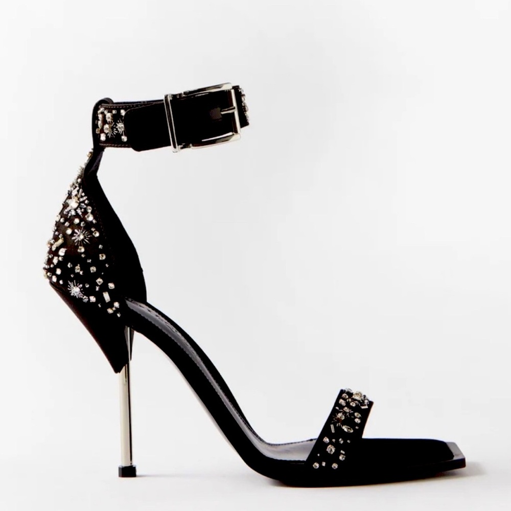 Alexander McQueen Punk Comet Crystal Sandal Heels- Black, Like New - Picture 7 of 7